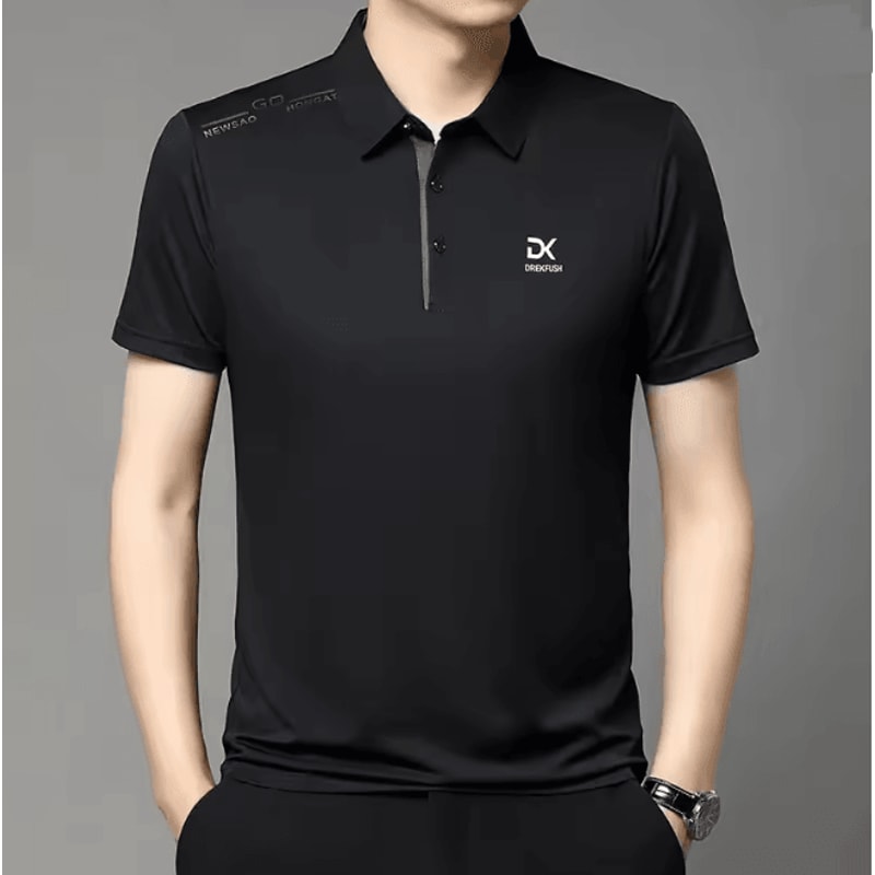 Mens Business Casual Polo Shirt Short Sleeve Breathable Top 1