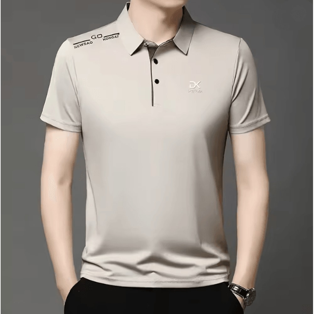 Mens Business Casual Polo Shirt Short Sleeve Breathable Top 3