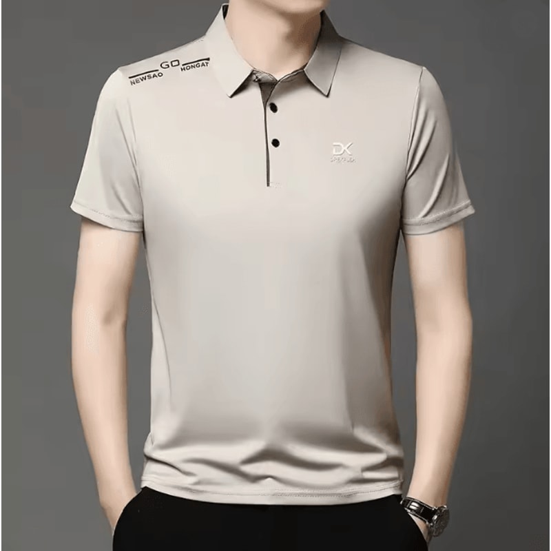 Mens Business Casual Polo Shirt Short Sleeve Breathable Top 3