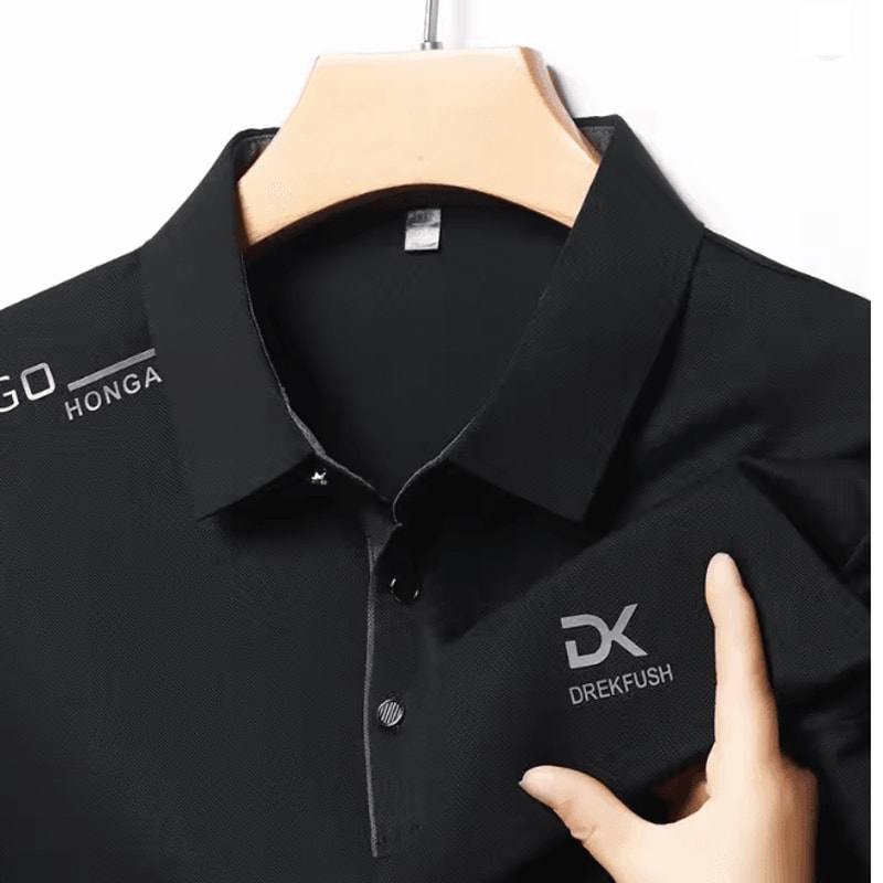 Mens Business Casual Polo Shirt Short Sleeve Breathable Top 4