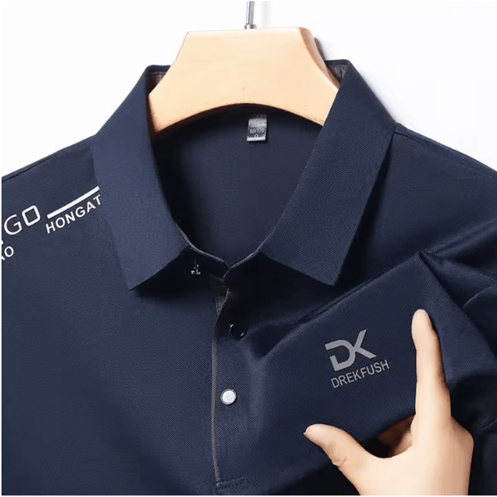 Mens Business Casual Polo Shirt Short Sleeve Breathable Top 8