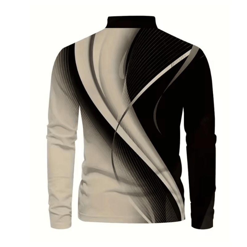 Mens Graphic Long Sleeve Polo Shirt Casual Statement Wear 2