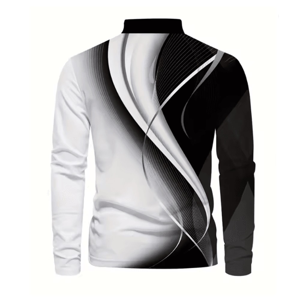Mens Graphic Long Sleeve Polo Shirt Casual Statement Wear 3