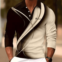 mens graphic long sleeve polo shirt casual statement wear