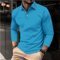 Mens Summer Long Sleeve Lapel Polo Shirt Breathable Casual Top 11