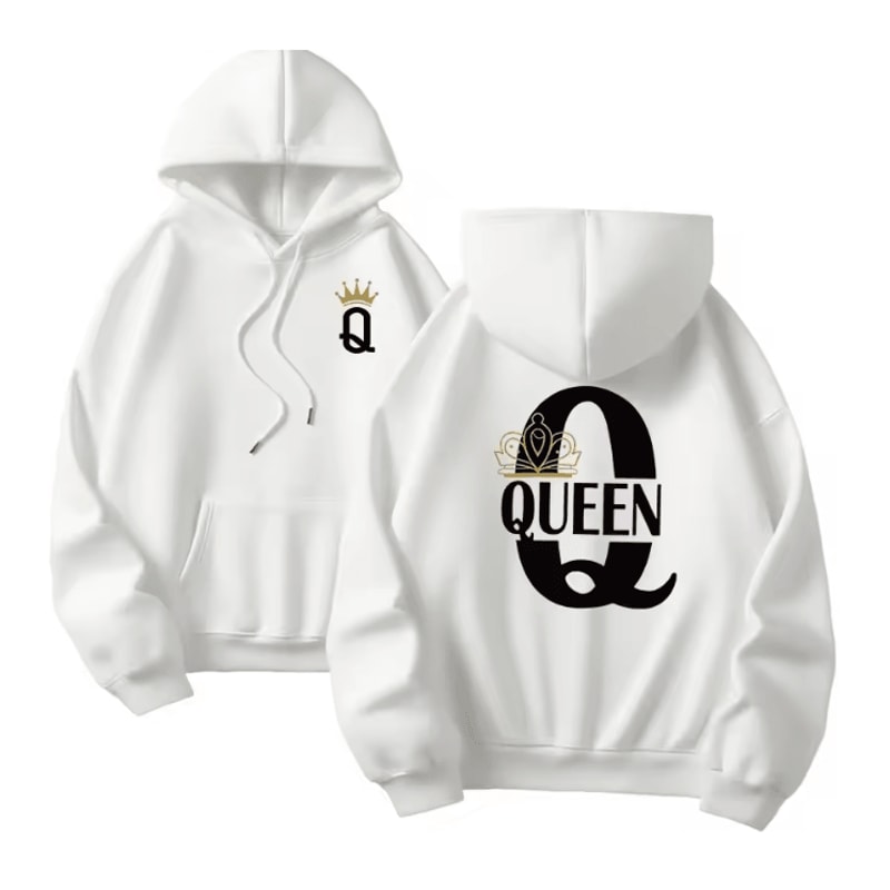 King Queen Matching Hoodies Casual Pullover Sweatshirts For Couples 9