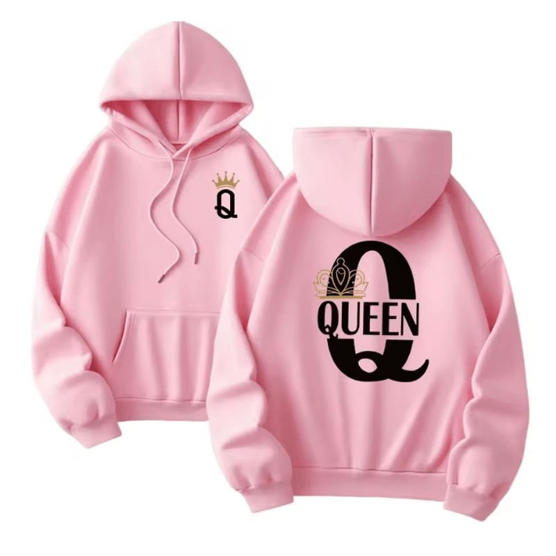 King Queen Matching Hoodies Casual Pullover Sweatshirts For Couples 10
