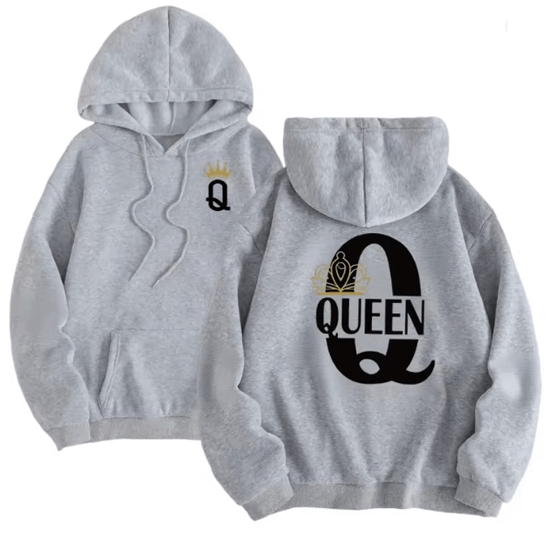 King Queen Matching Hoodies Casual Pullover Sweatshirts For Couples 11
