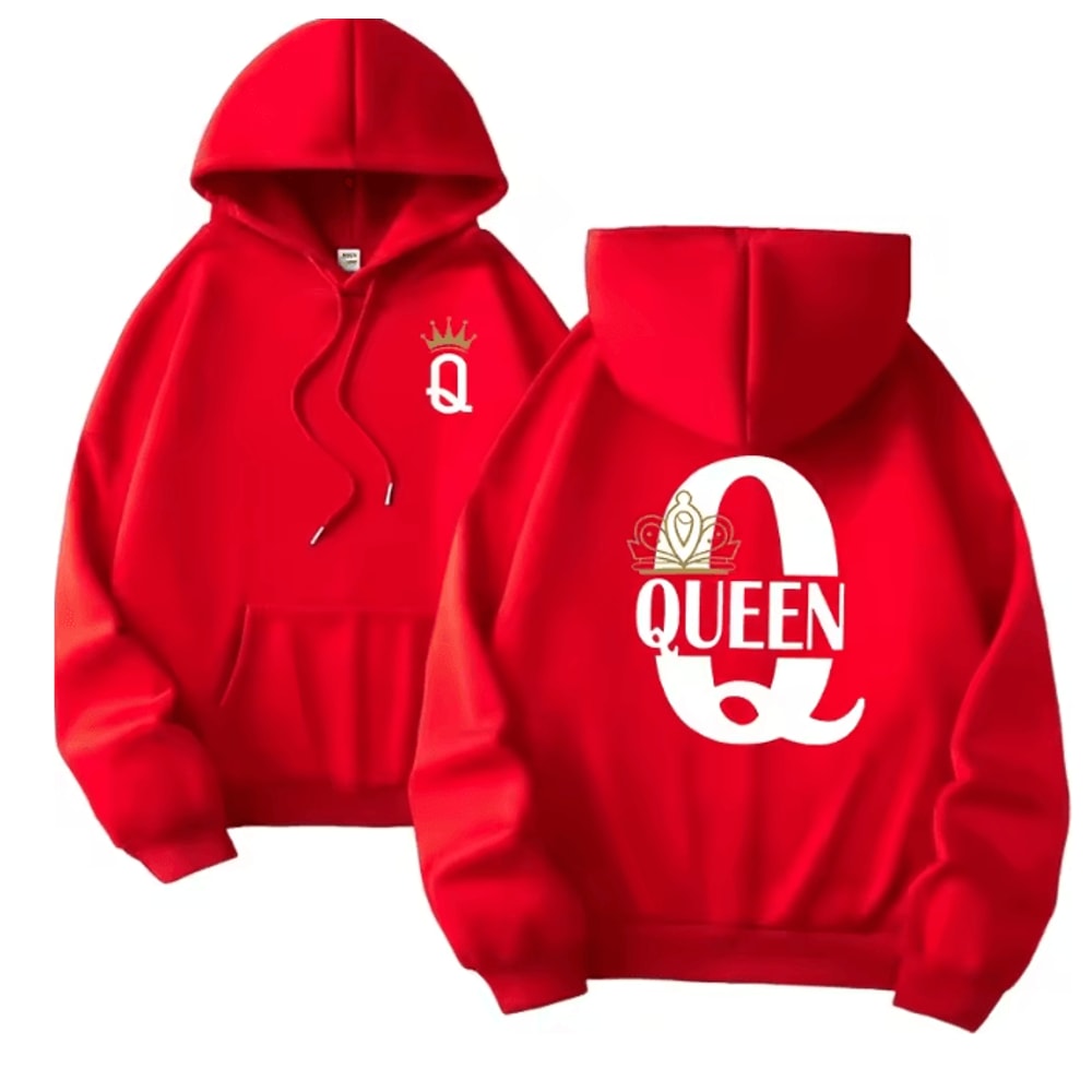 King Queen Matching Hoodies Casual Pullover Sweatshirts For Couples 12