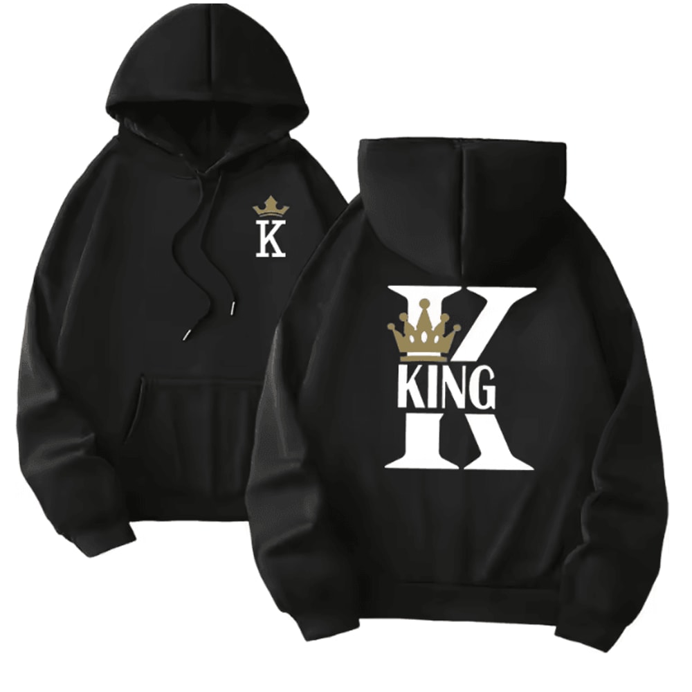 King Queen Matching Hoodies Casual Pullover Sweatshirts For Couples 2