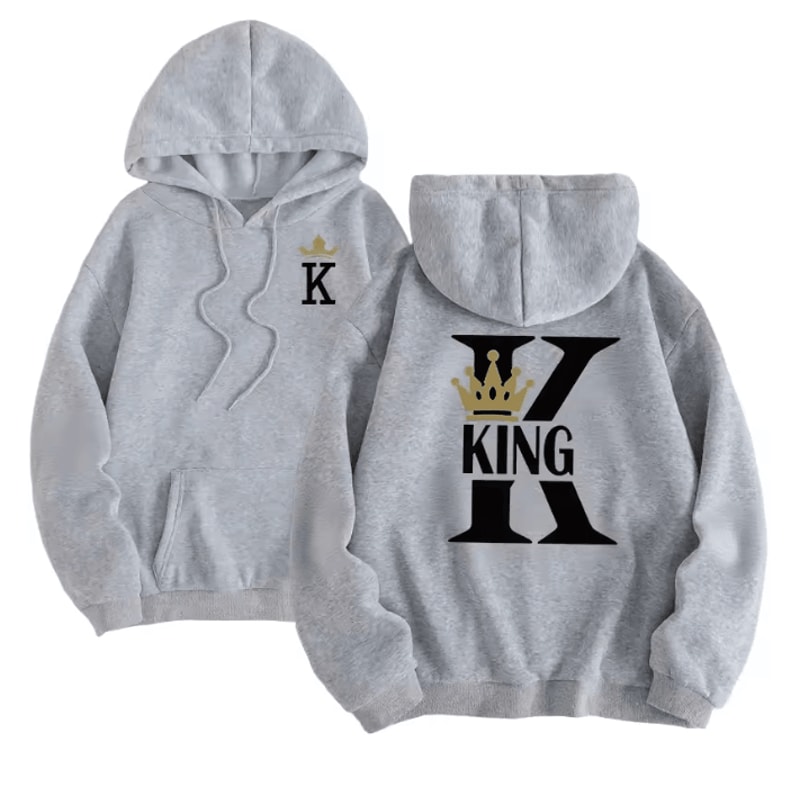 King Queen Matching Hoodies Casual Pullover Sweatshirts For Couples 5