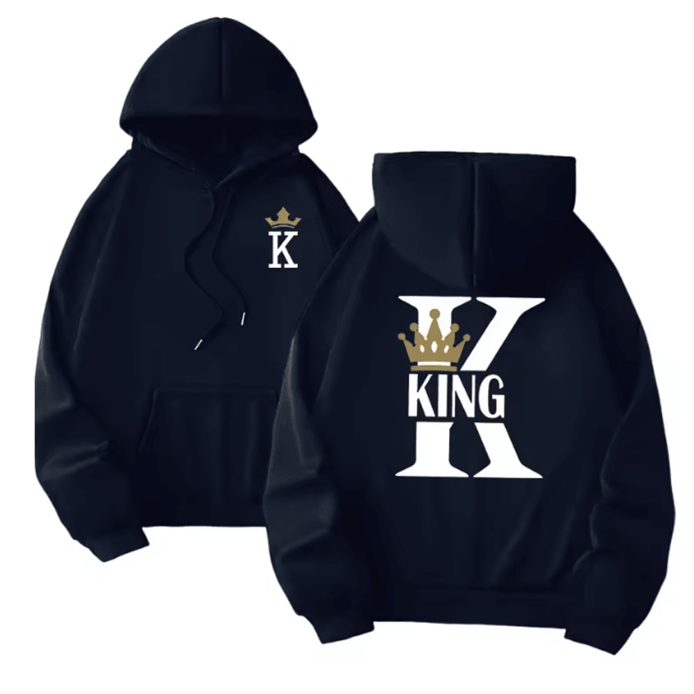 King Queen Matching Hoodies Casual Pullover Sweatshirts For Couples 7