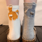 Cute Cat Print Mid Calf Socks Soft Breathable Casual Wear 0