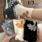 Cute Cat Print Mid Calf Socks Soft Breathable Casual Wear 1