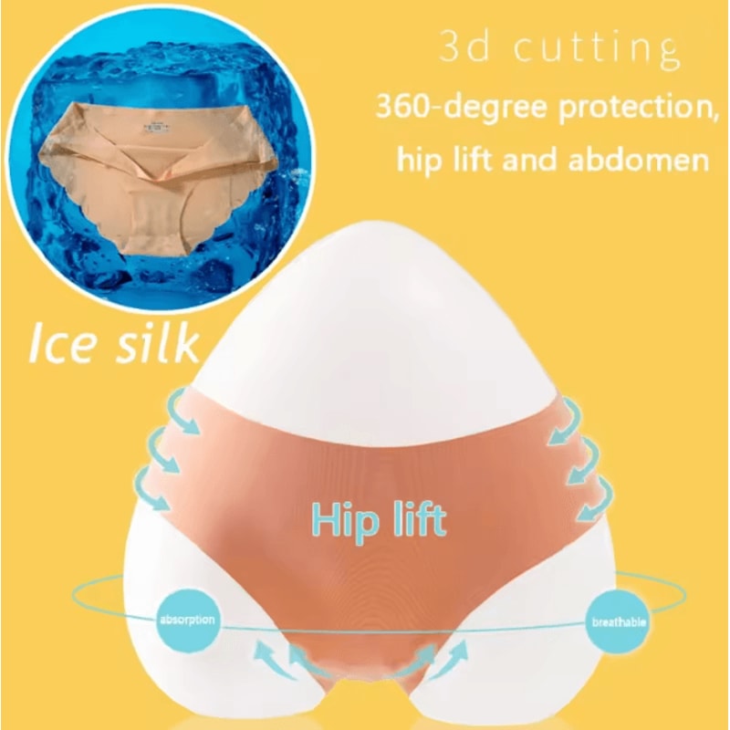 Ice Silk Seamless Womens Briefs Ultra Thin No Show Underwear Set 3