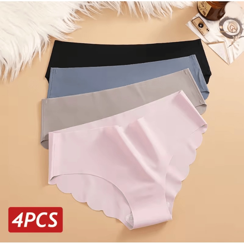 Ice Silk Seamless Womens Briefs Ultra Thin No Show Underwear Set 8