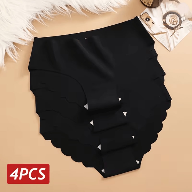 Ice Silk Seamless Womens Briefs Ultra Thin No Show Underwear Set 9