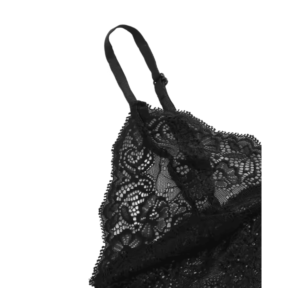 Womens Satin Pajama Set Lace Cami And Shorts Sleepwear 1