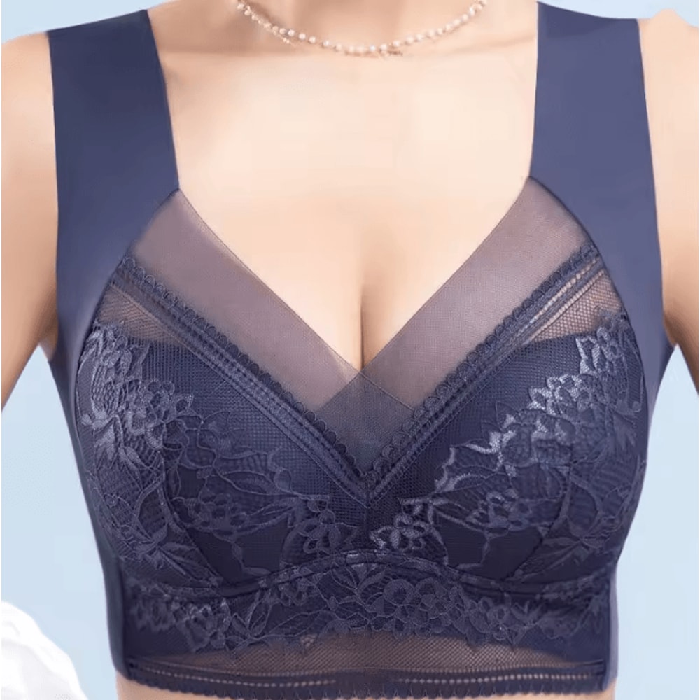 Plus Size Ice Silk Seamless Wireless Bralette With Lace Support 1