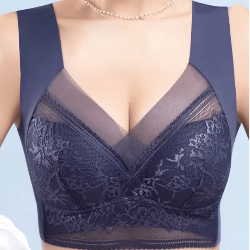 Plus Size Ice Silk Seamless Wireless Bralette With Lace Support 1