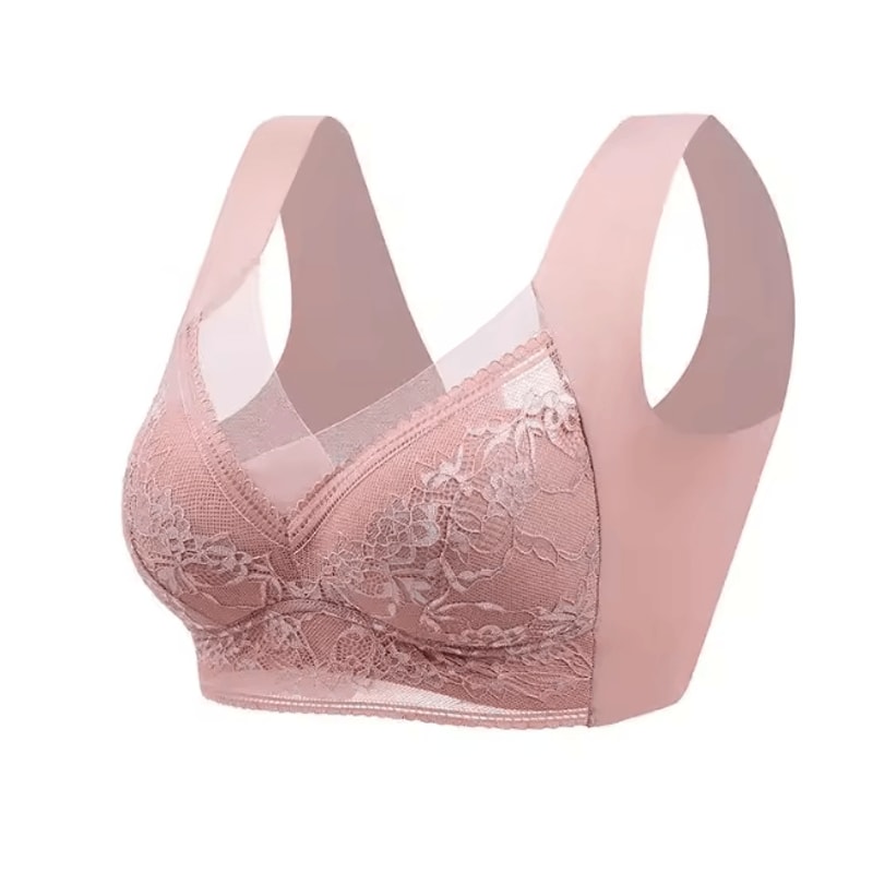 Plus Size Ice Silk Seamless Wireless Bralette With Lace Support 4