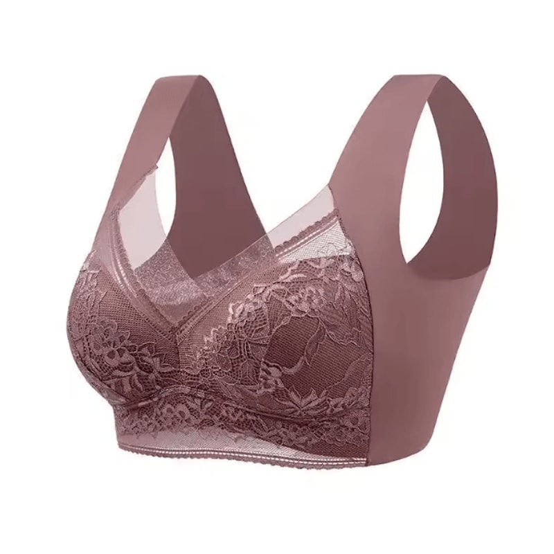 Plus Size Ice Silk Seamless Wireless Bralette With Lace Support 5
