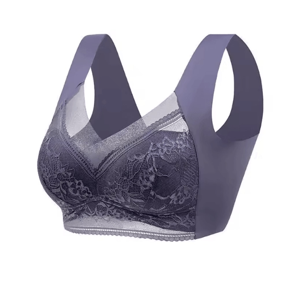 Plus Size Ice Silk Seamless Wireless Bralette With Lace Support 6