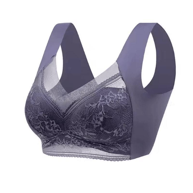 Plus Size Ice Silk Seamless Wireless Bralette With Lace Support 6