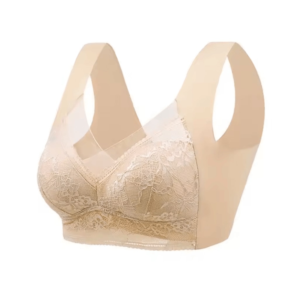 Plus Size Ice Silk Seamless Wireless Bralette With Lace Support 7