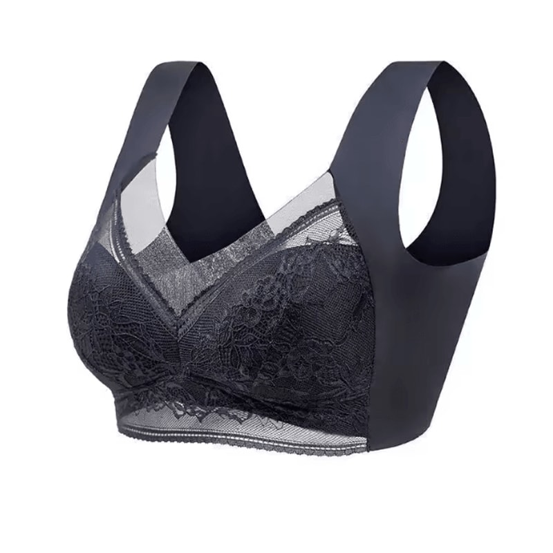 Plus Size Ice Silk Seamless Wireless Bralette With Lace Support 8