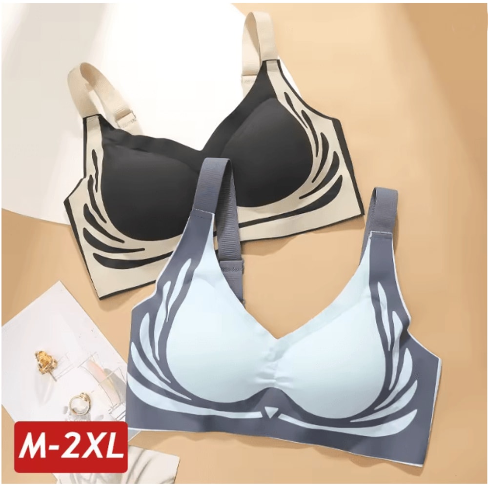 Plus Size Seamless Push Up Wireless Bra Full Cup Comfort Support 0