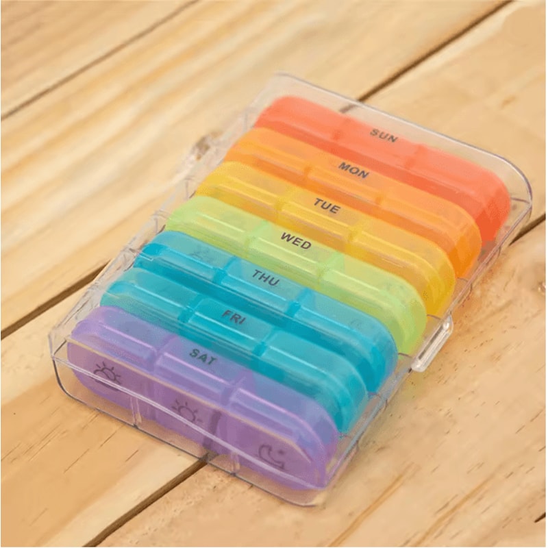 Weekly Pill Organizer 21 Compartment Portable Medicine Box 4