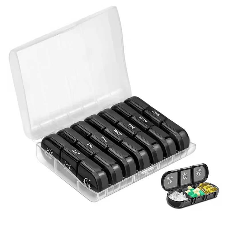 Weekly Pill Organizer 21 Compartment Portable Medicine Box 6