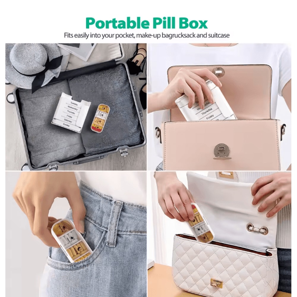 7 Day Weekly Pill Organizer 28 Compartment Portable Medicine Box 2