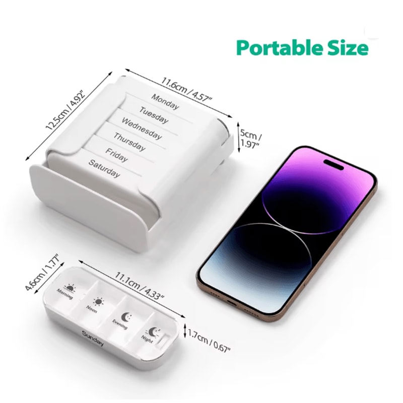 7 Day Weekly Pill Organizer 28 Compartment Portable Medicine Box 3