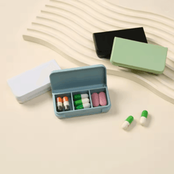 mini travel pill organizer compact three grid medicine case