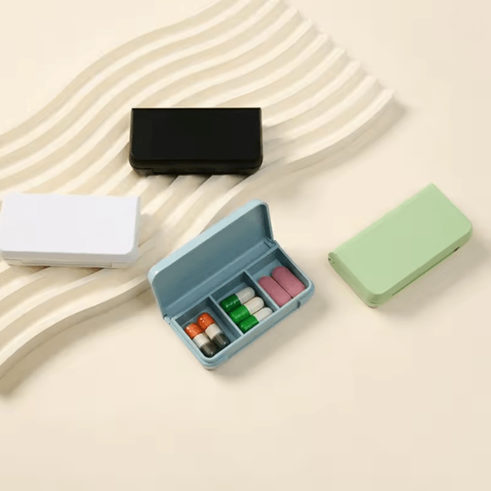 Mini Travel Pill Organizer Compact Three Grid Medicine Case 1