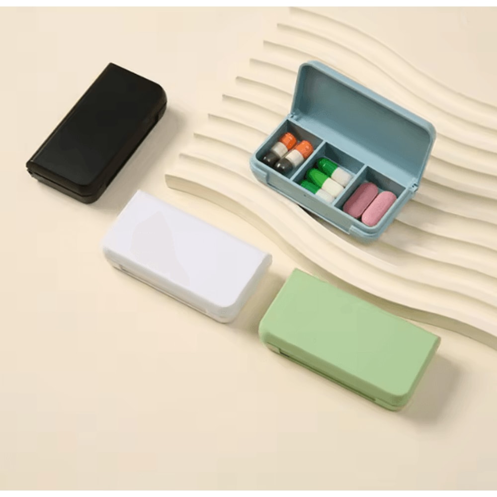Mini Travel Pill Organizer Compact Three Grid Medicine Case 2