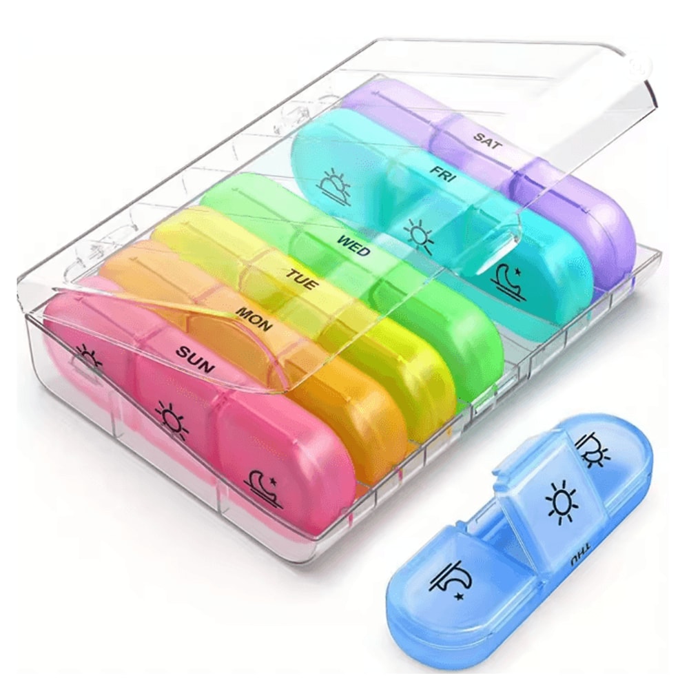 7 Day Pill Organizer Three Times Daily Anti Light Medicine Box 4