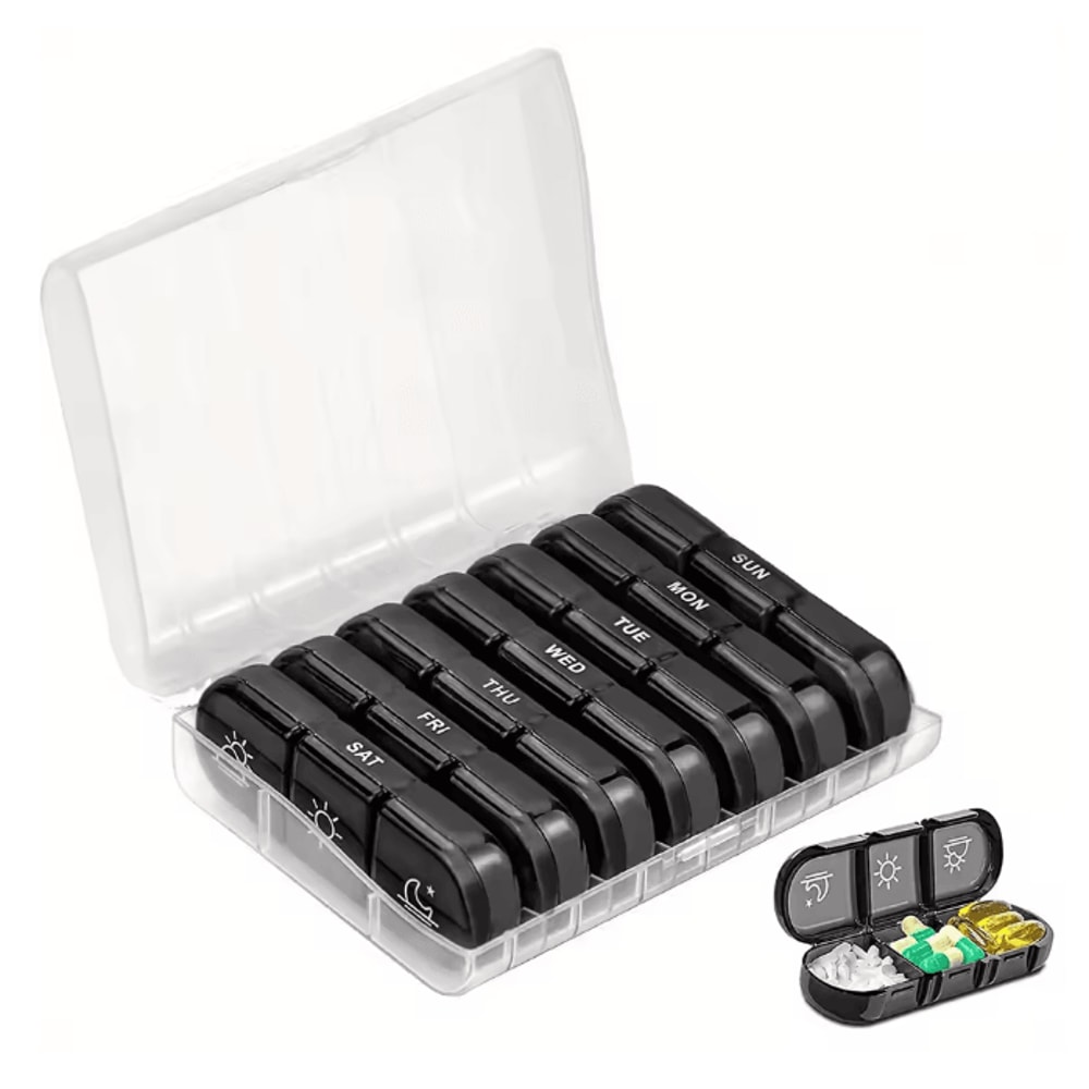7 Day Pill Organizer Three Times Daily Anti Light Medicine Box 6
