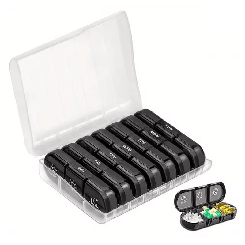 7 Day Pill Organizer Three Times Daily Anti Light Medicine Box 6