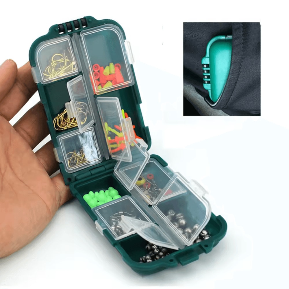 Double Sided Fishing Tackle Box 10 Grid Storage Organizer 1