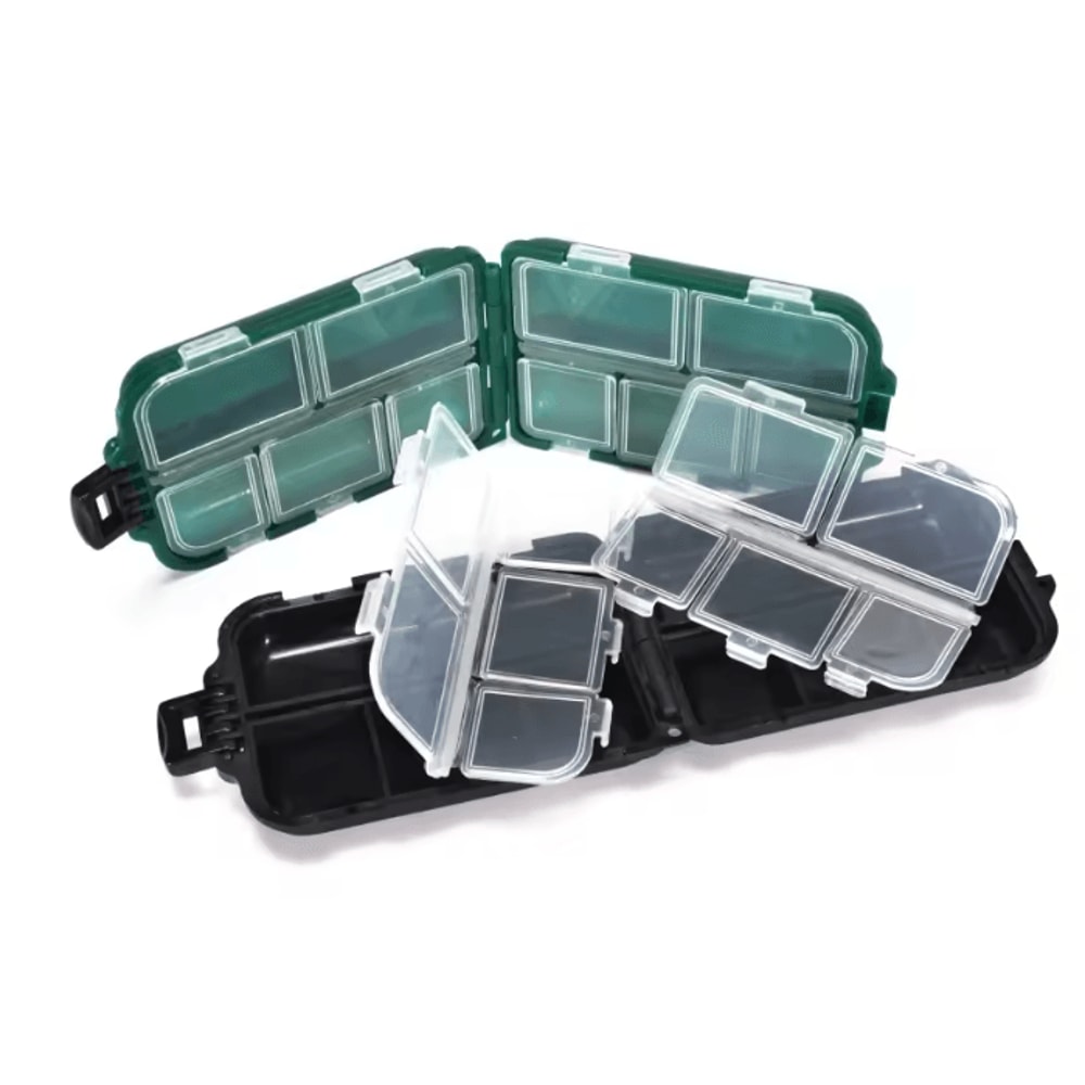 Double Sided Fishing Tackle Box 10 Grid Storage Organizer 2