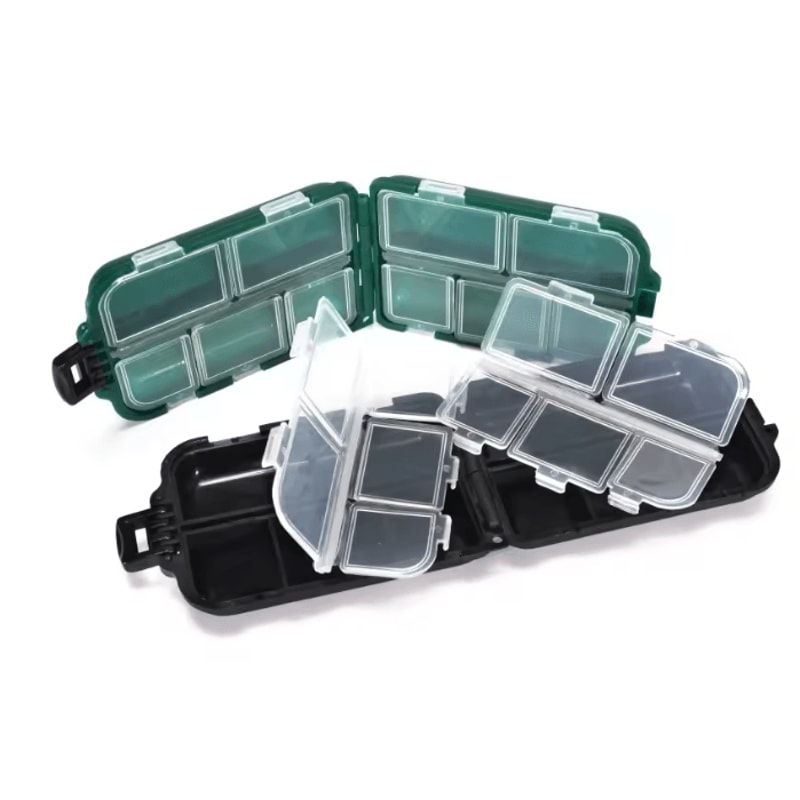 Double Sided Fishing Tackle Box 10 Grid Storage Organizer 2