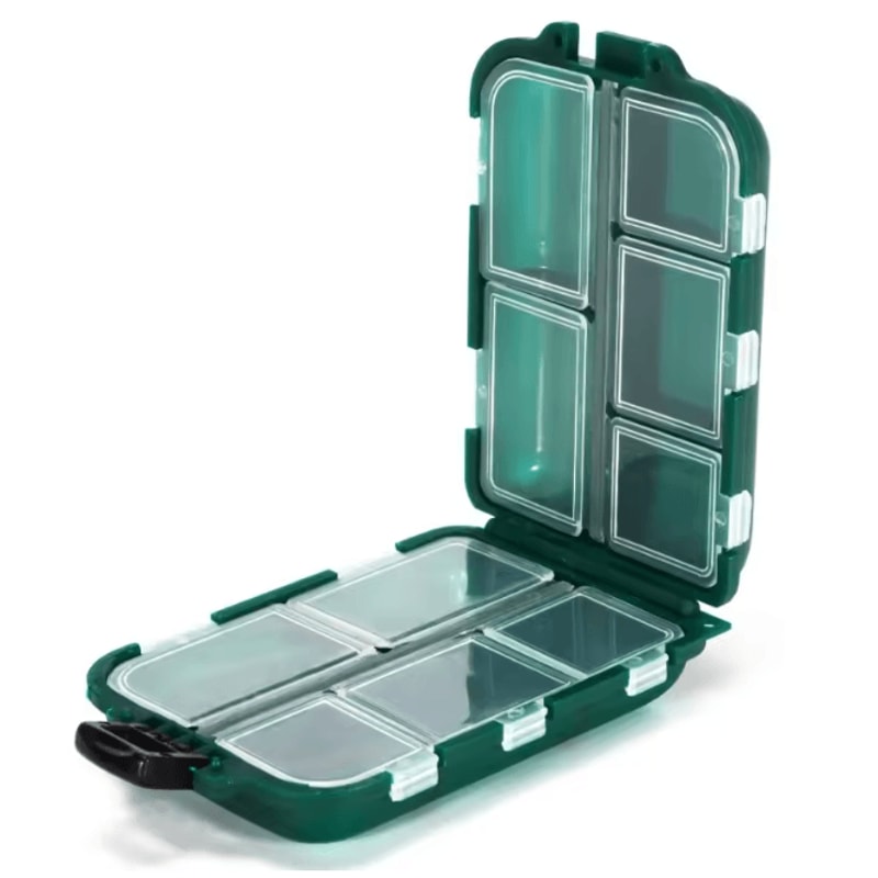 Double Sided Fishing Tackle Box 10 Grid Storage Organizer 14