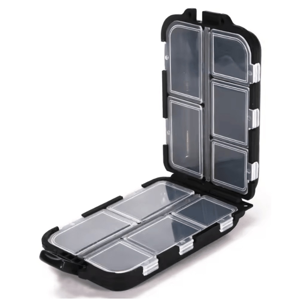 Double Sided Fishing Tackle Box 10 Grid Storage Organizer 4