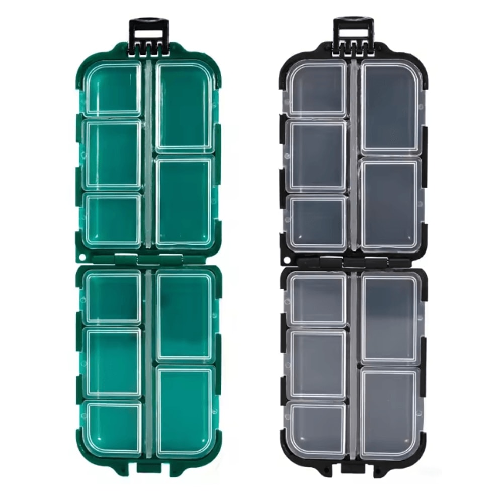 Double Sided Fishing Tackle Box 10 Grid Storage Organizer 5