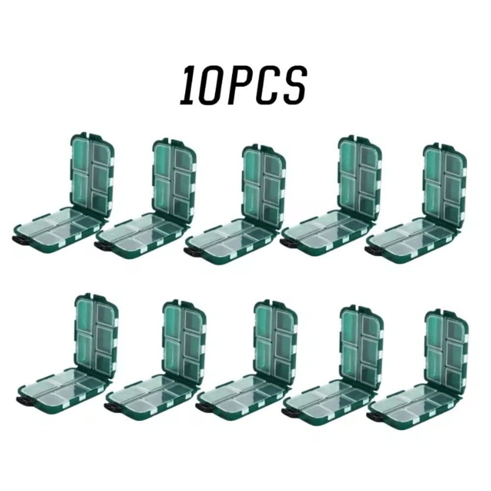 Double Sided Fishing Tackle Box 10 Grid Storage Organizer 11