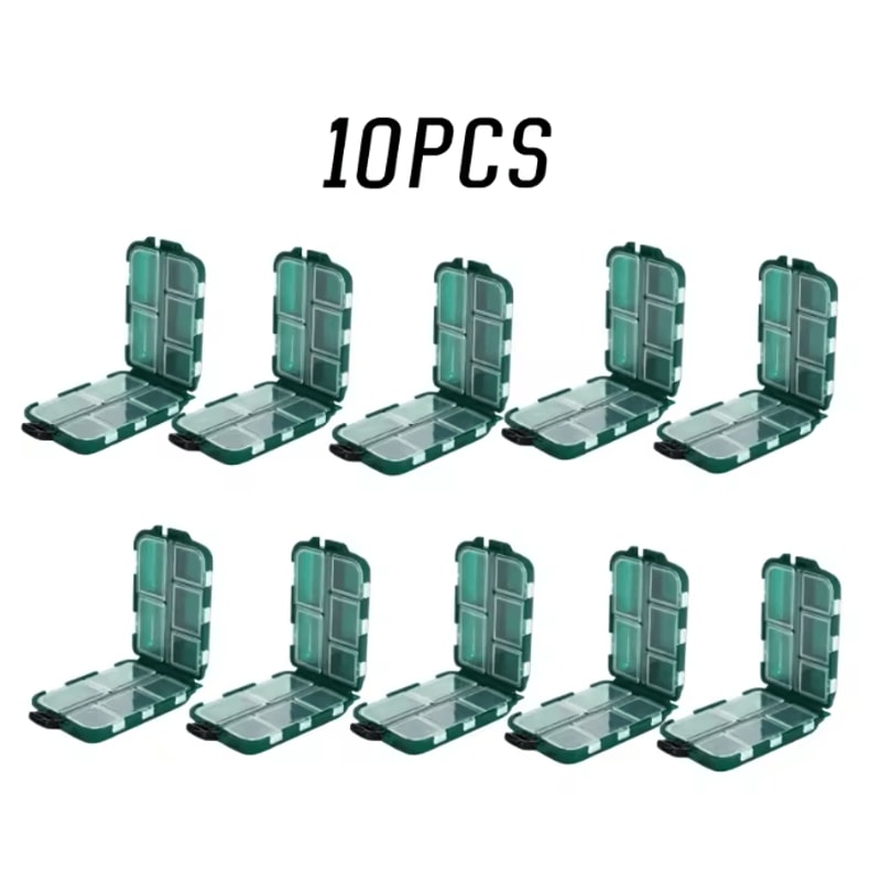 Double Sided Fishing Tackle Box 10 Grid Storage Organizer 11