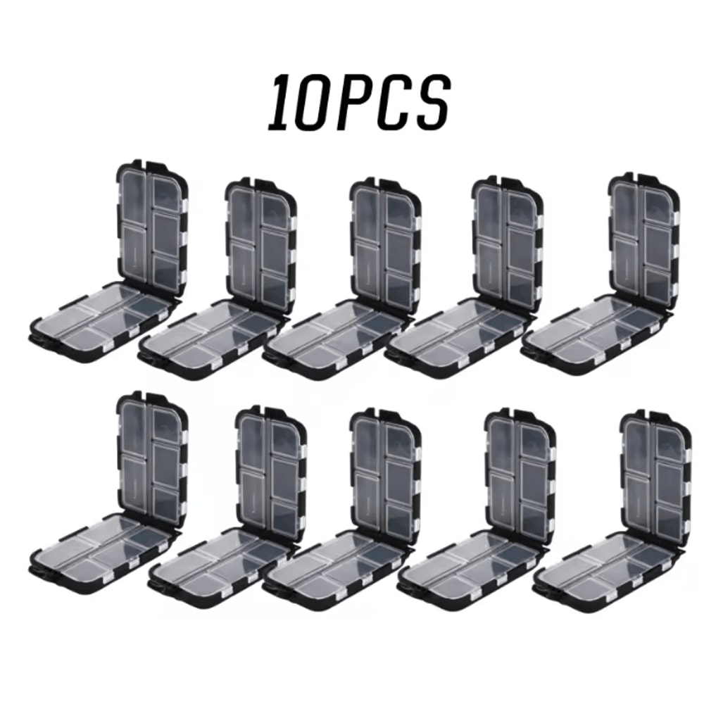 Double Sided Fishing Tackle Box 10 Grid Storage Organizer 12